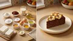 Buchta Peřina na plech: nadýchané kakaové těsto a tvarohová mřížka