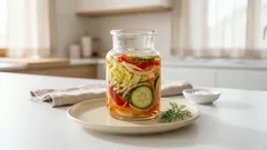 Křupavá zeleninová čalamáda na zimu: jednoduchý sladkokyselý nálev